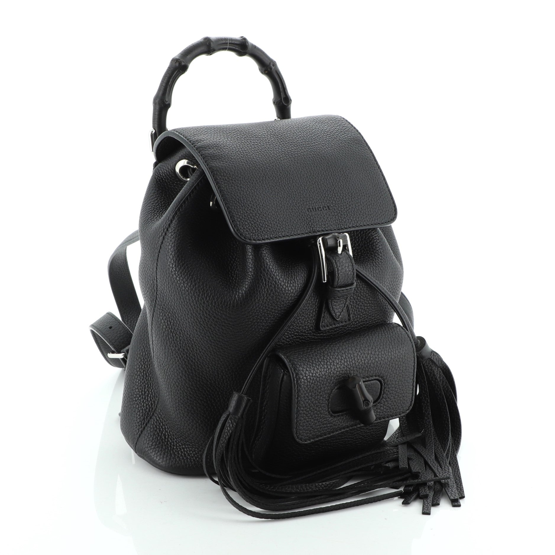 Bamboo Tassel Backpack Leather Mini