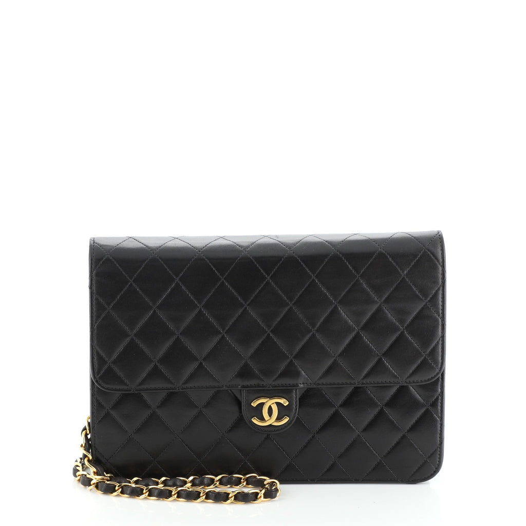Vintage Clutch with Chain Quilted Leather Medium