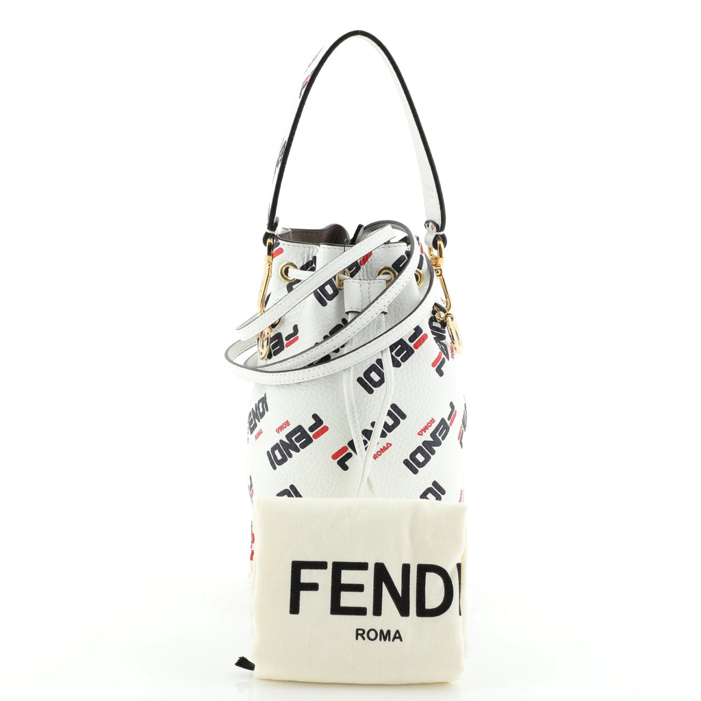 Mania Logo Mon Tresor Bucket Bag Printed Leather with Beaded Fringe Mini