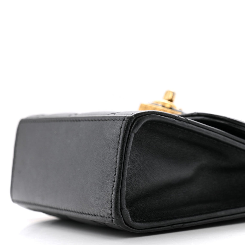 Lambskin Plexiglass Quilted Coco Love Clutch With Chain Black