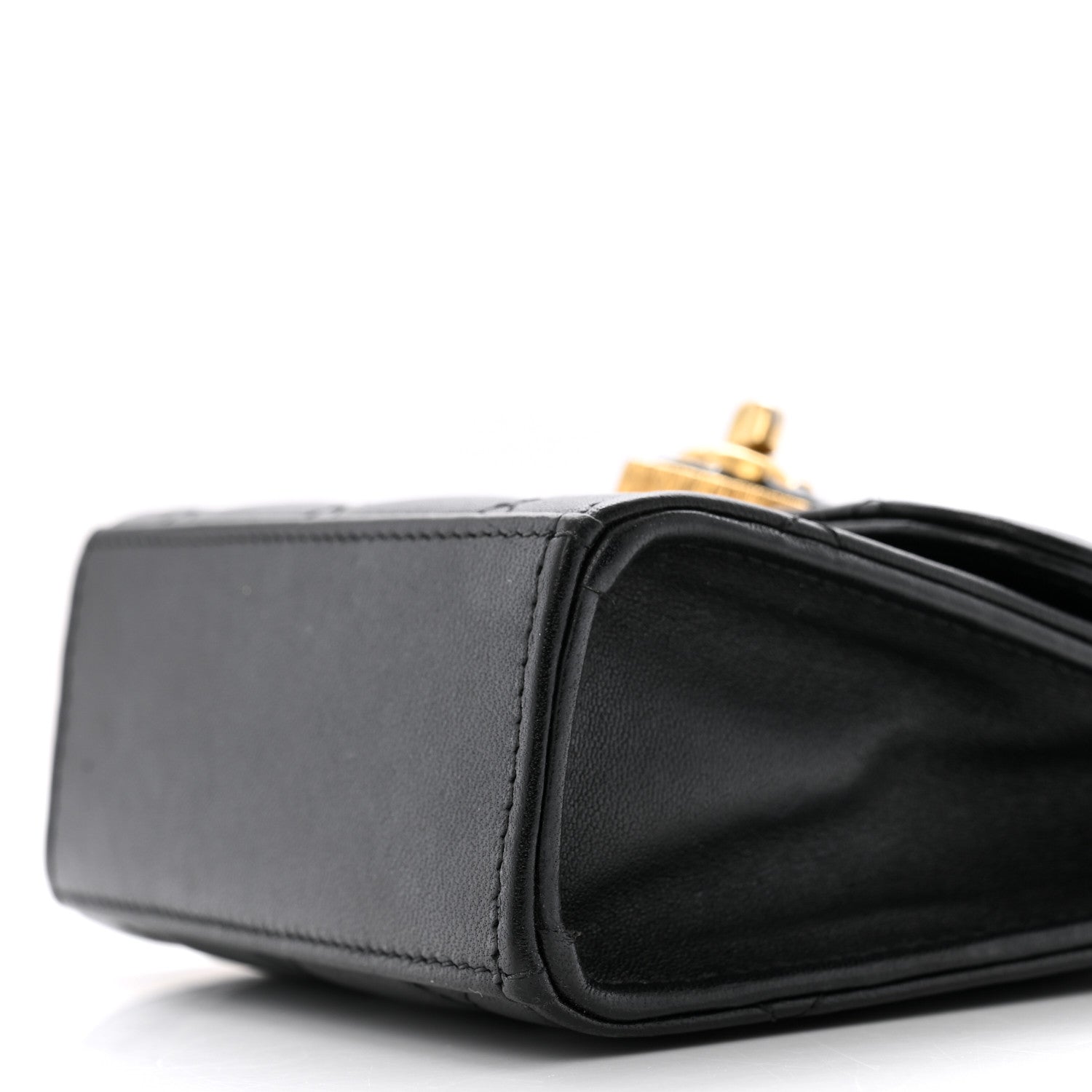 Lambskin Plexiglass Quilted Coco Love Clutch With Chain Black
