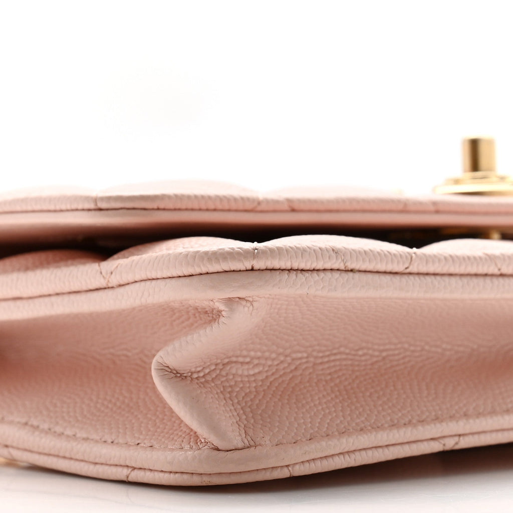 Caviar Quilted Camellia Wallet On Chain WOC Light Pink