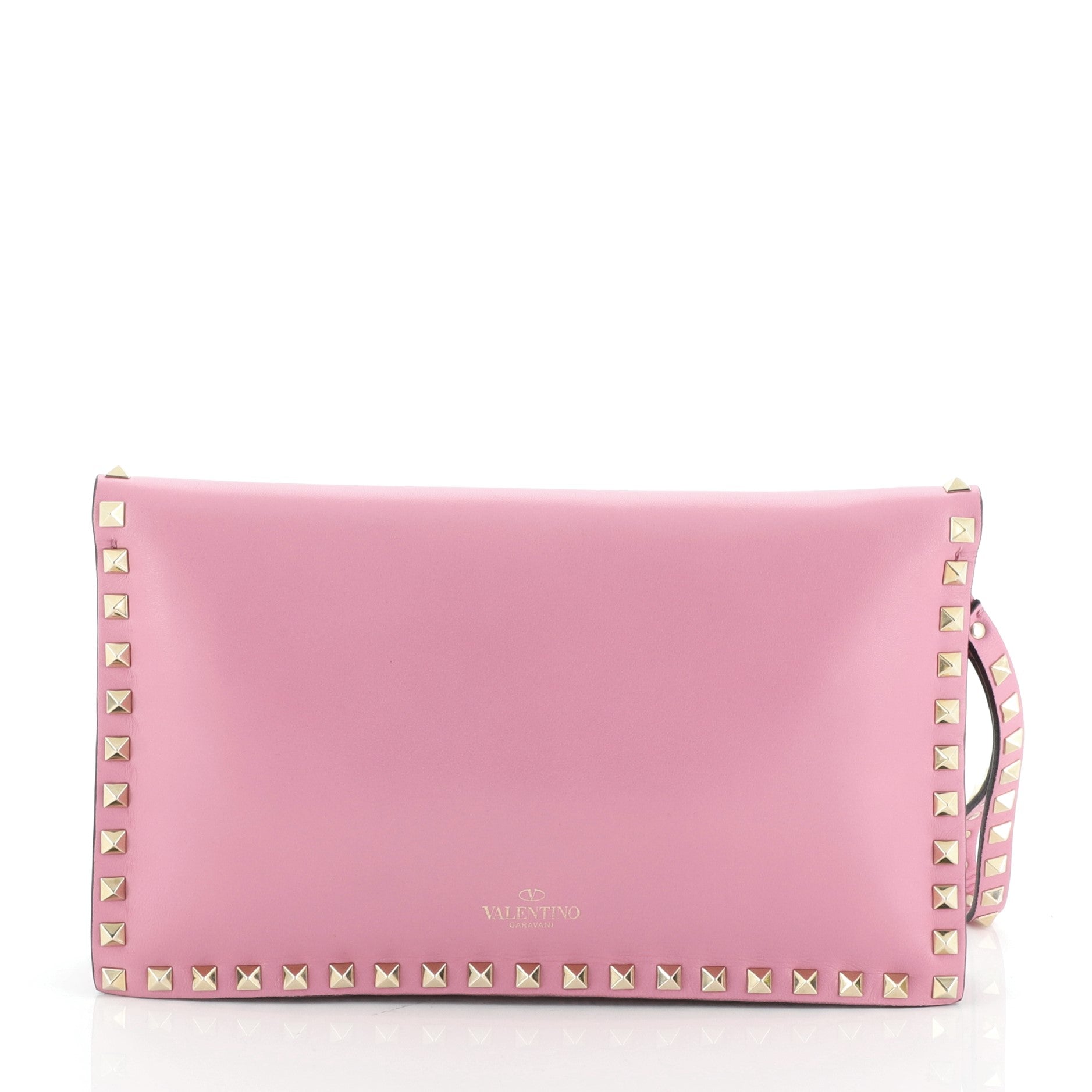 Rockstud Flap Clutch Leather