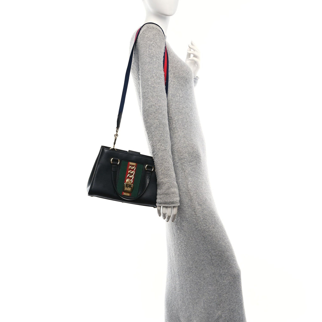Calfskin Medium Sylvie Top Handle Tote Black