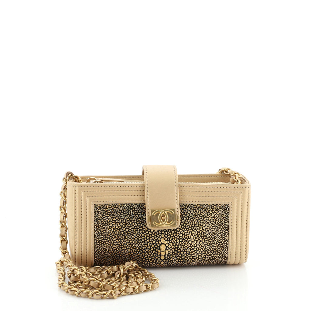 Boy Chain Phone Holder Crossbody Bag Stingray and Leather Mini