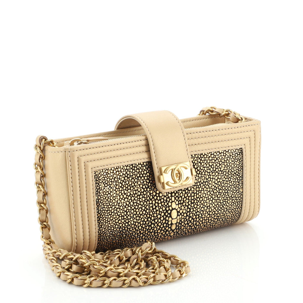 Boy Chain Phone Holder Crossbody Bag Stingray and Leather Mini