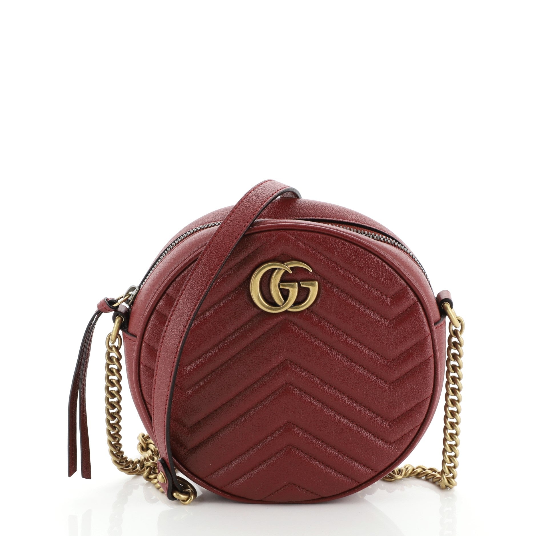 GG Marmont Round Shoulder Bag Matelasse Leather Mini