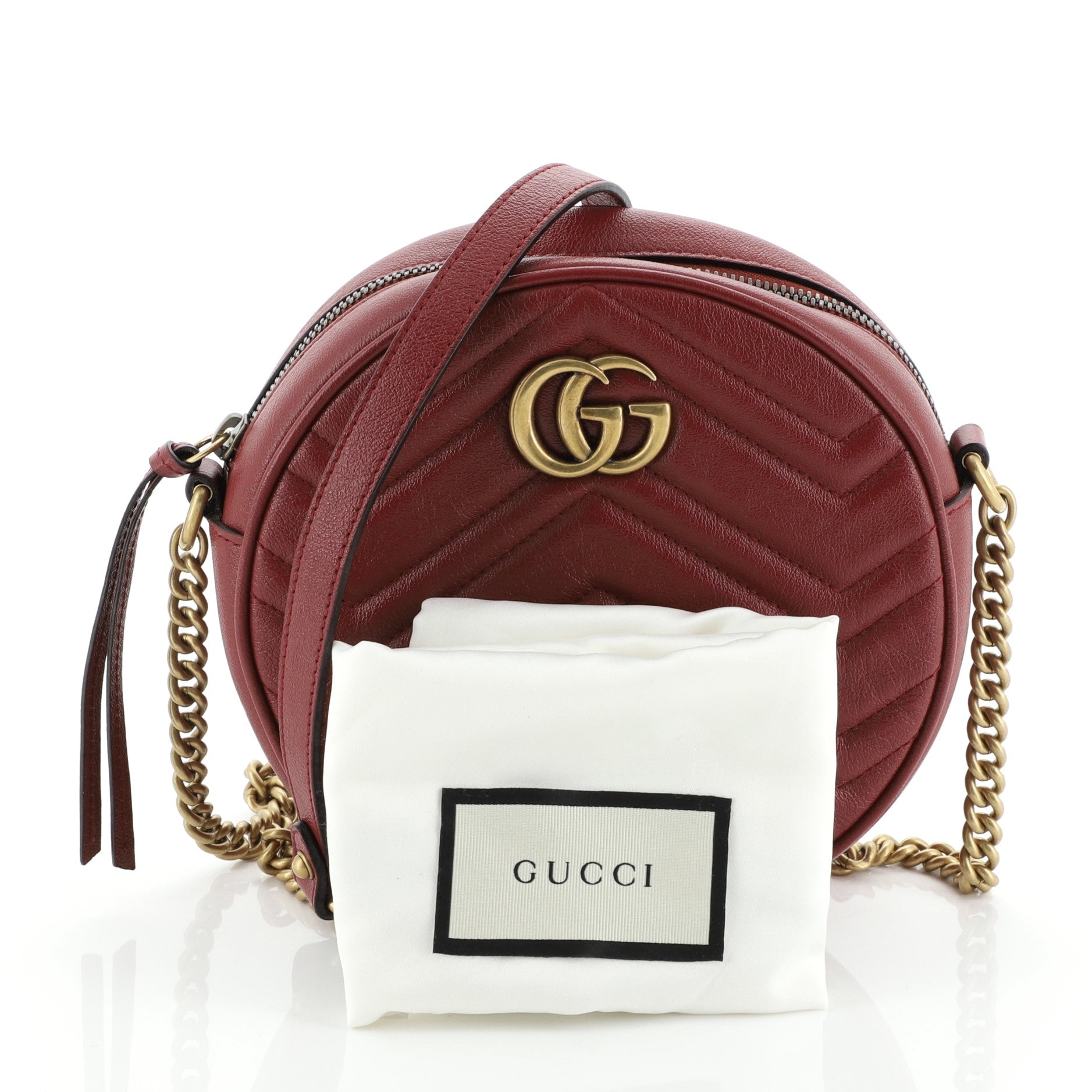 GG Marmont Round Shoulder Bag Matelasse Leather Mini