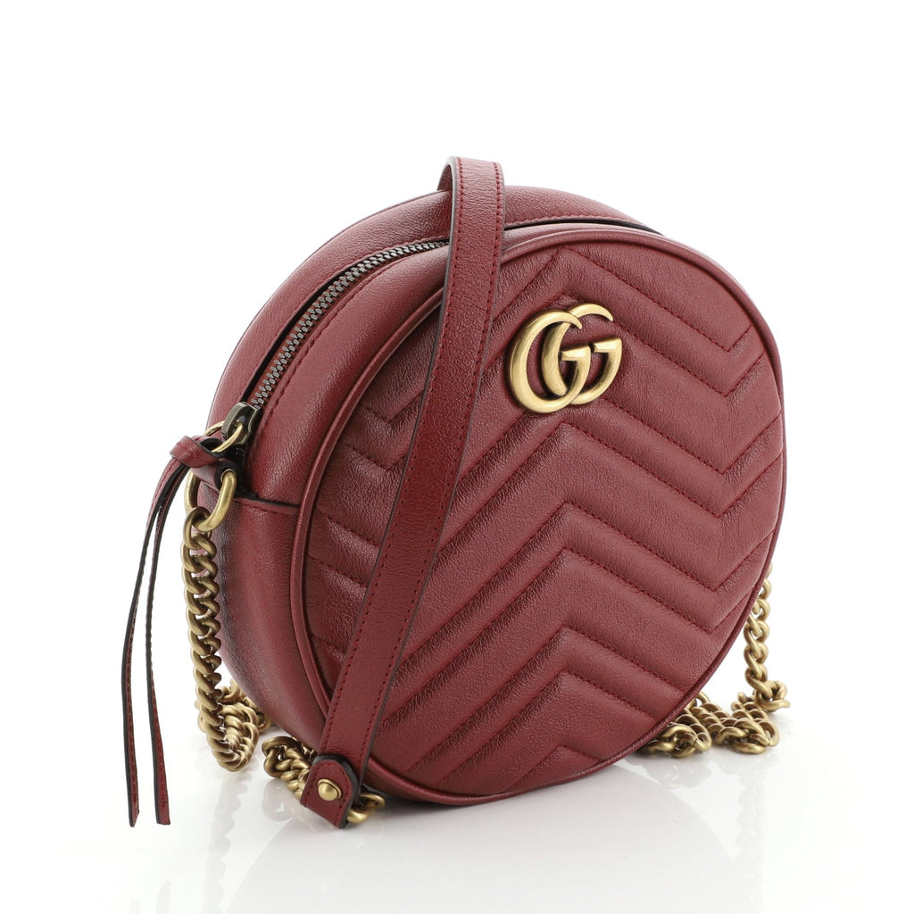 GG Marmont Round Shoulder Bag Matelasse Leather Mini