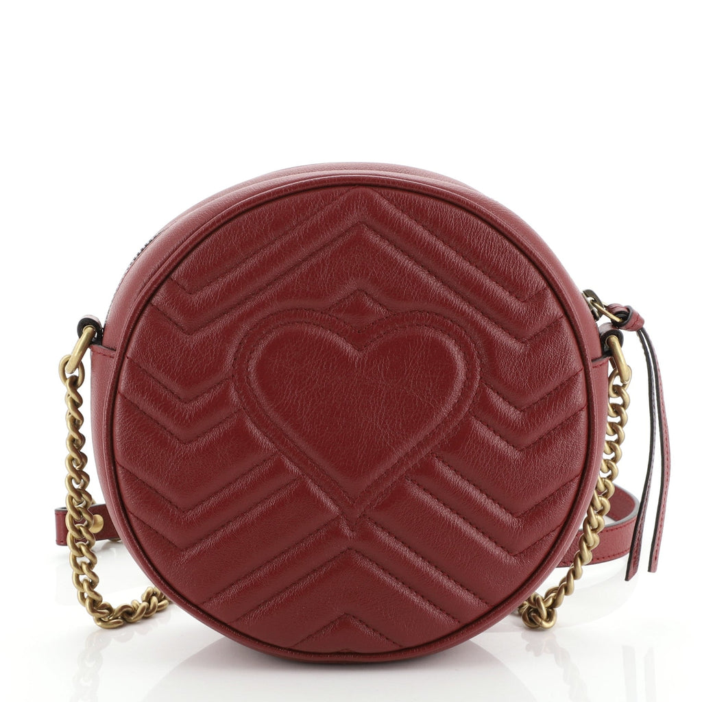 GG Marmont Round Shoulder Bag Matelasse Leather Mini