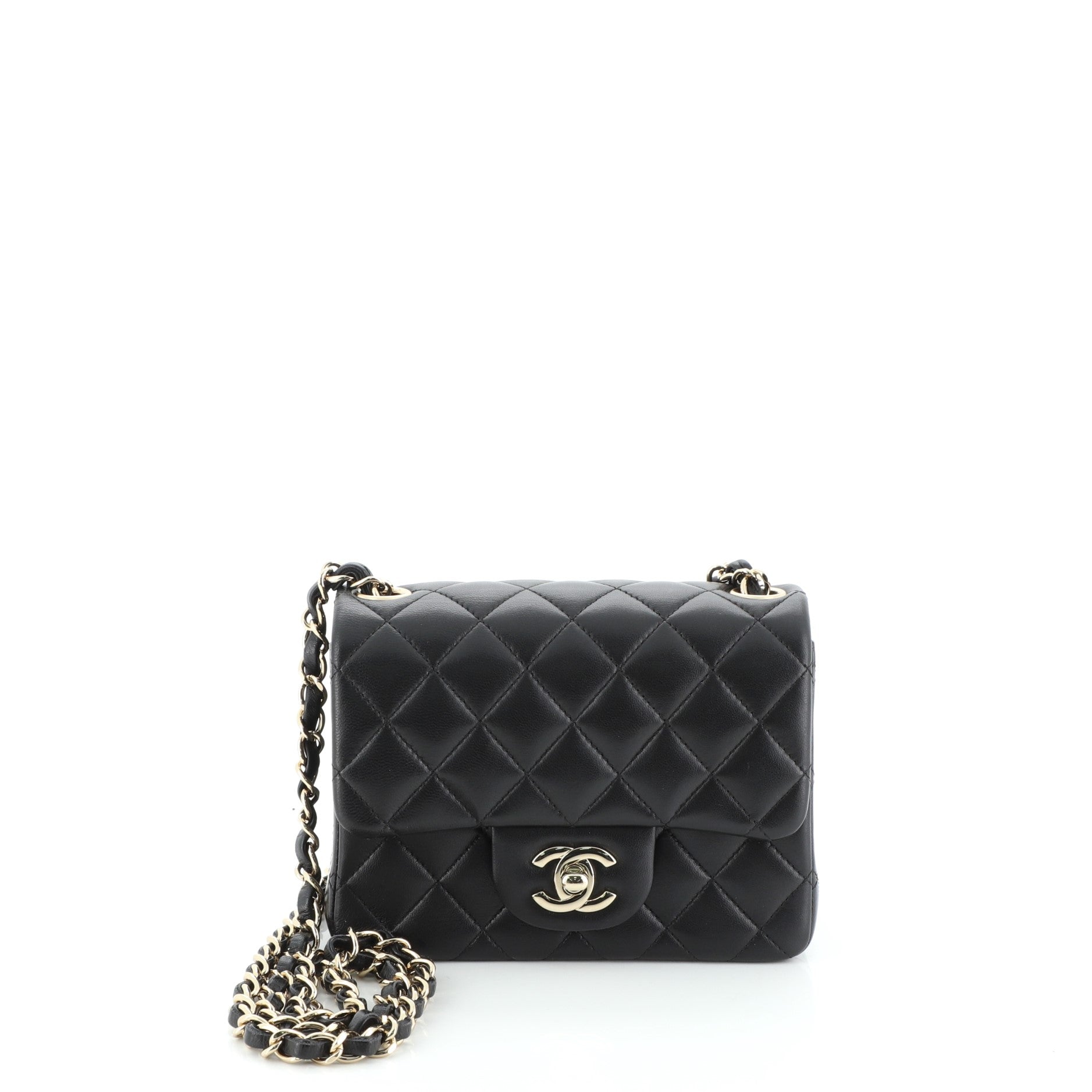 Square Classic Single Flap Bag Quilted Lambskin Mini