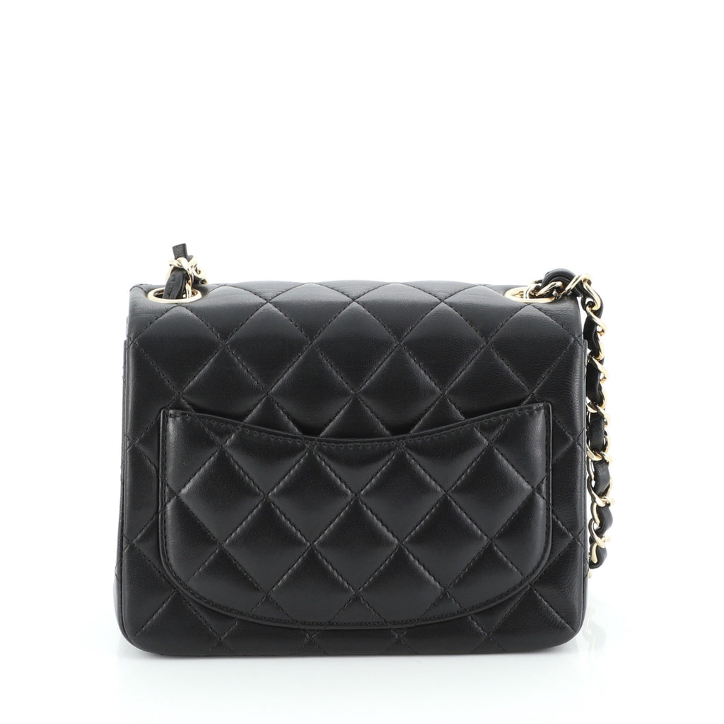 Square Classic Single Flap Bag Quilted Lambskin Mini