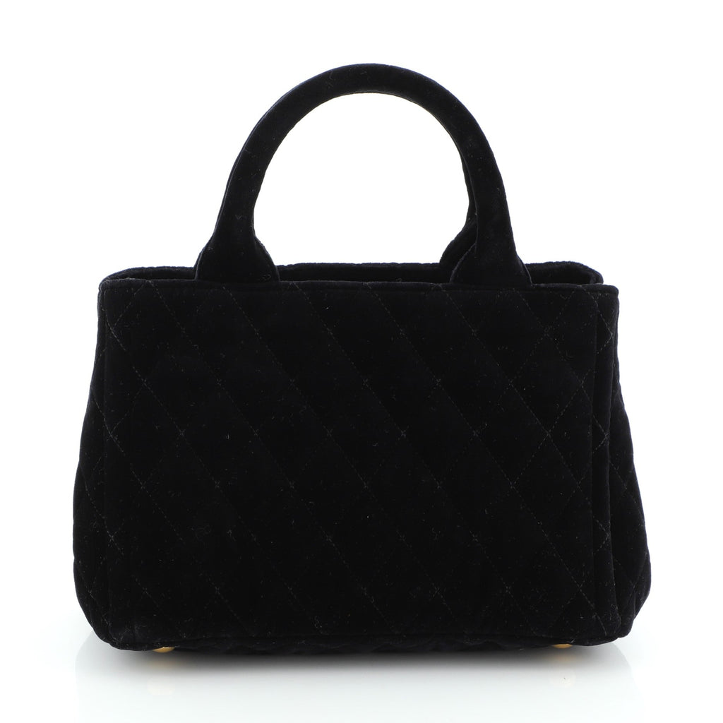 Convertible Open Tote Quilted Embroidered Velvet Mini