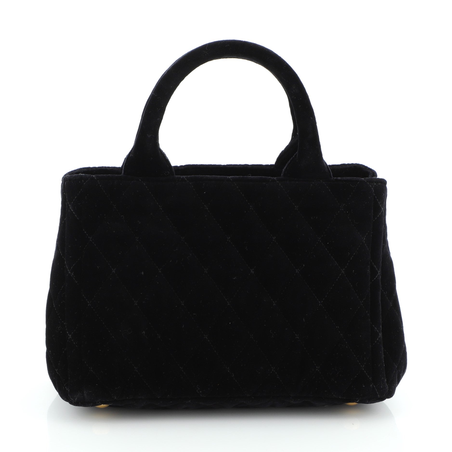 Convertible Open Tote Quilted Embroidered Velvet Mini
