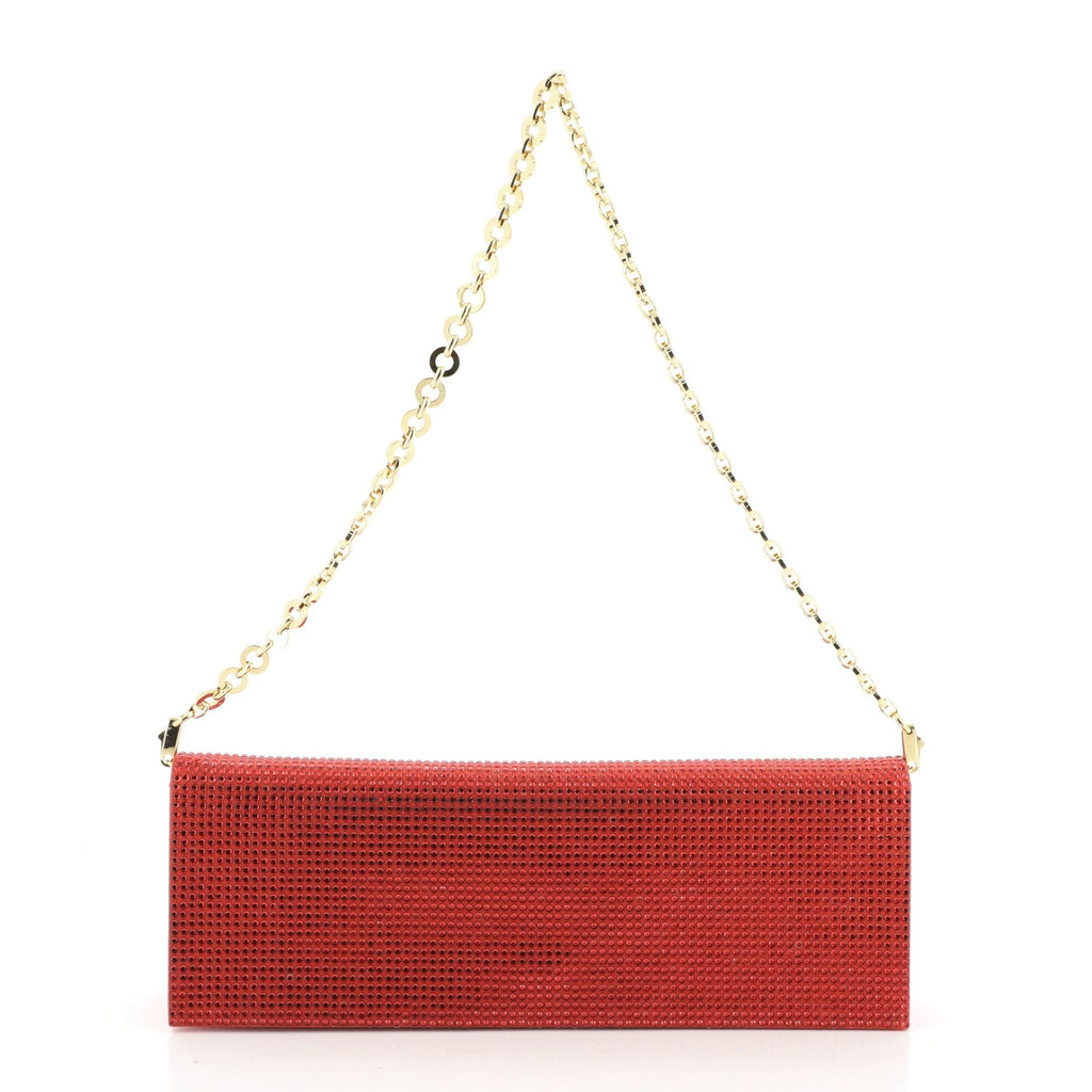 Clutch on Chain Crystal Embellished Satin Medium