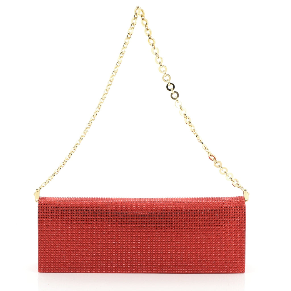 Clutch on Chain Crystal Embellished Satin Medium