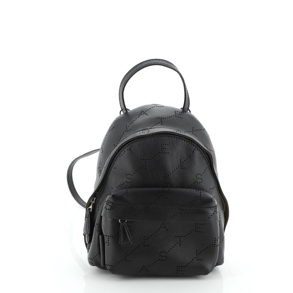 Logo Backpack Perforated Faux Leather Mini