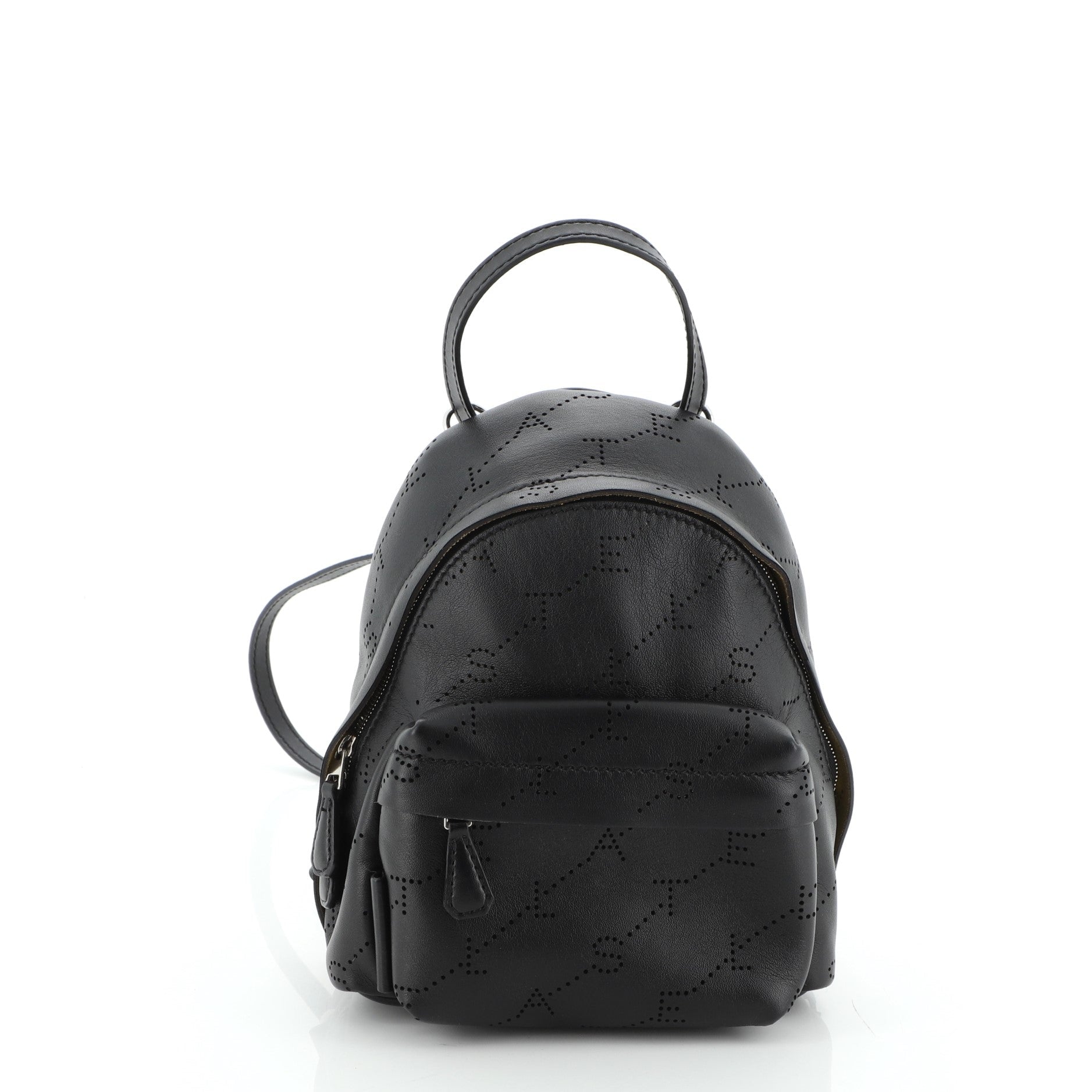 Logo Backpack Perforated Faux Leather Mini