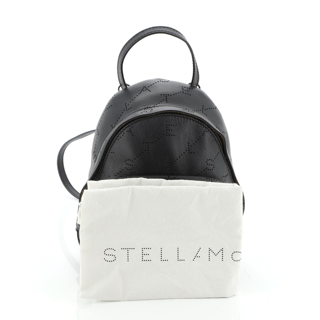Logo Backpack Perforated Faux Leather Mini