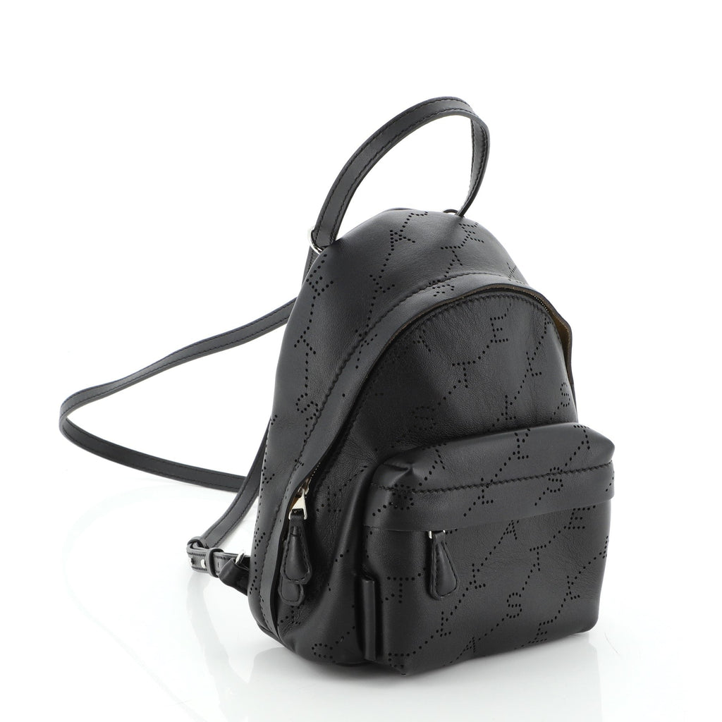 Logo Backpack Perforated Faux Leather Mini