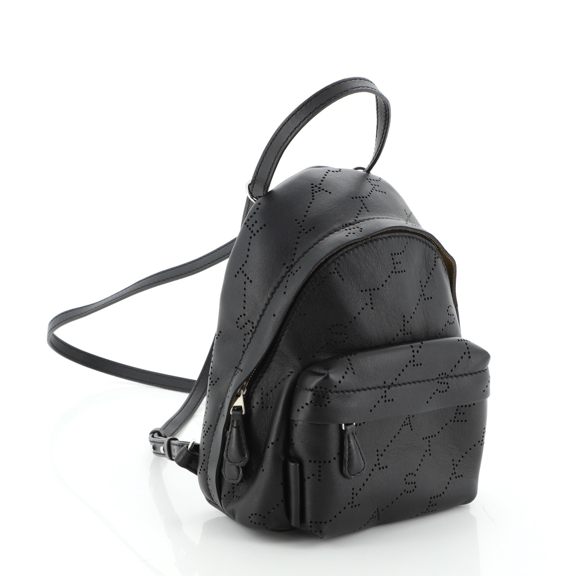 Logo Backpack Perforated Faux Leather Mini