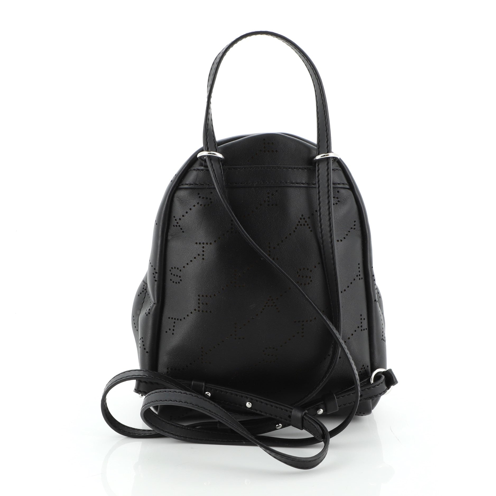 Logo Backpack Perforated Faux Leather Mini