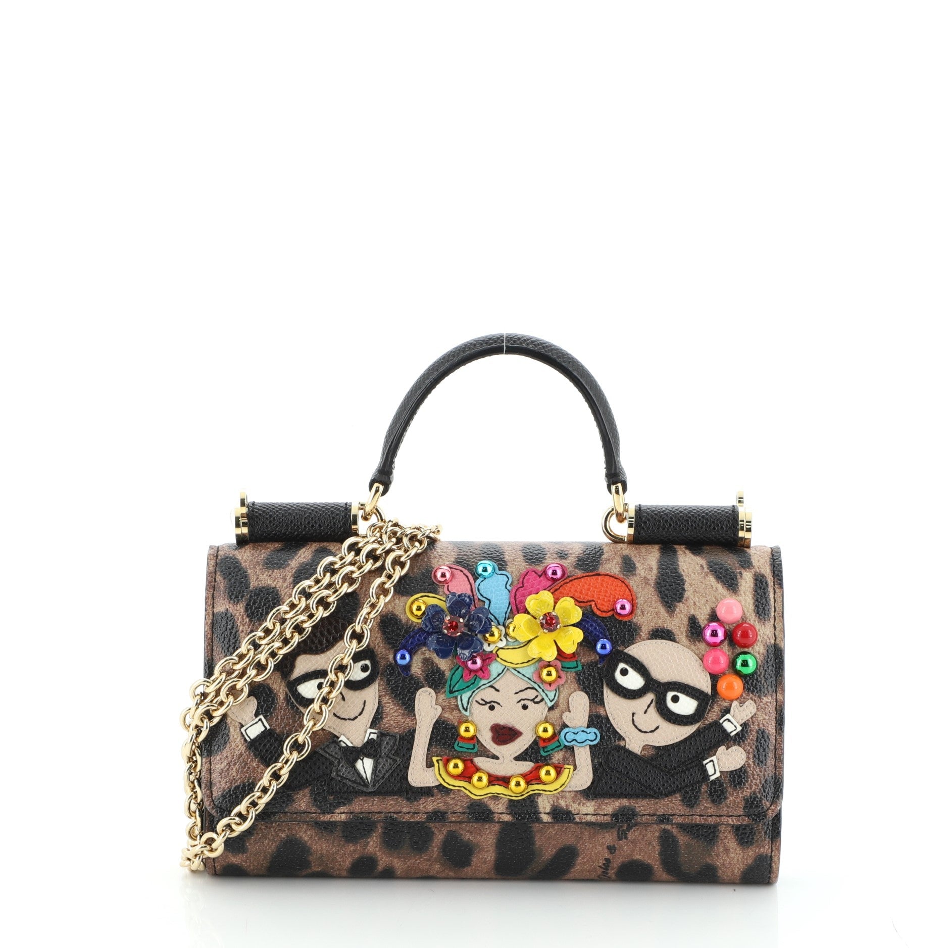 Sicily Wallet on Chain Printed Leather Mini