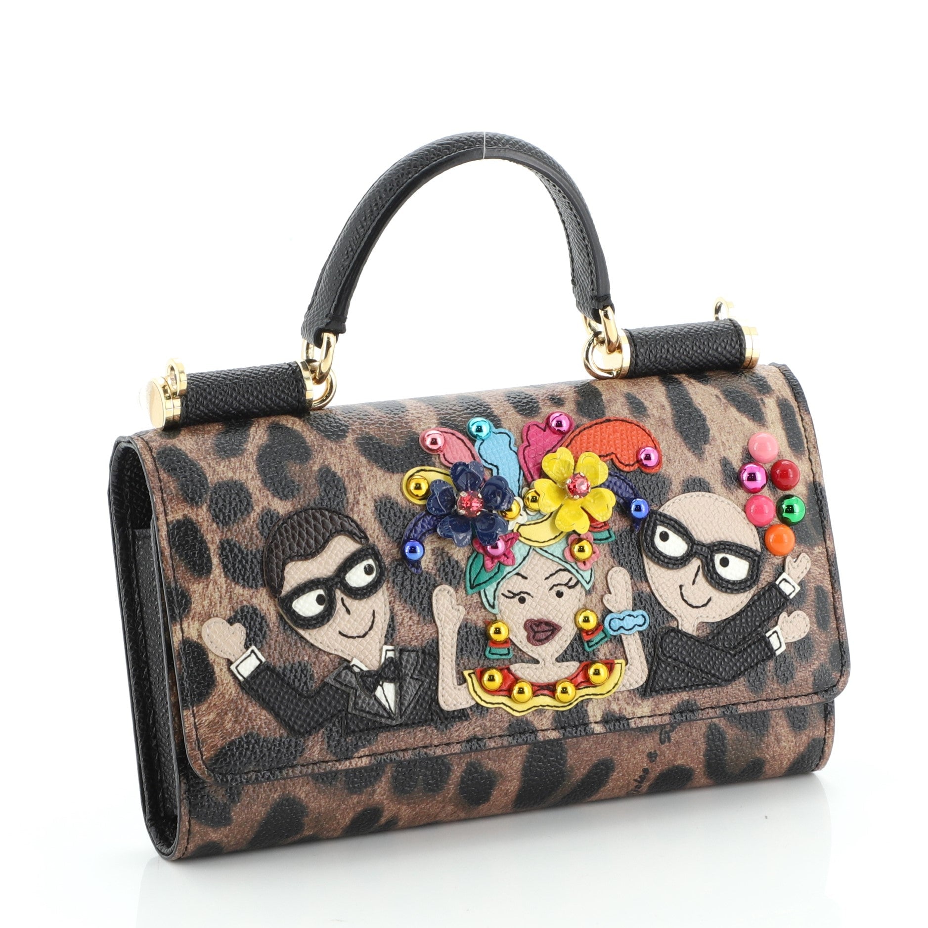 Sicily Wallet on Chain Printed Leather Mini