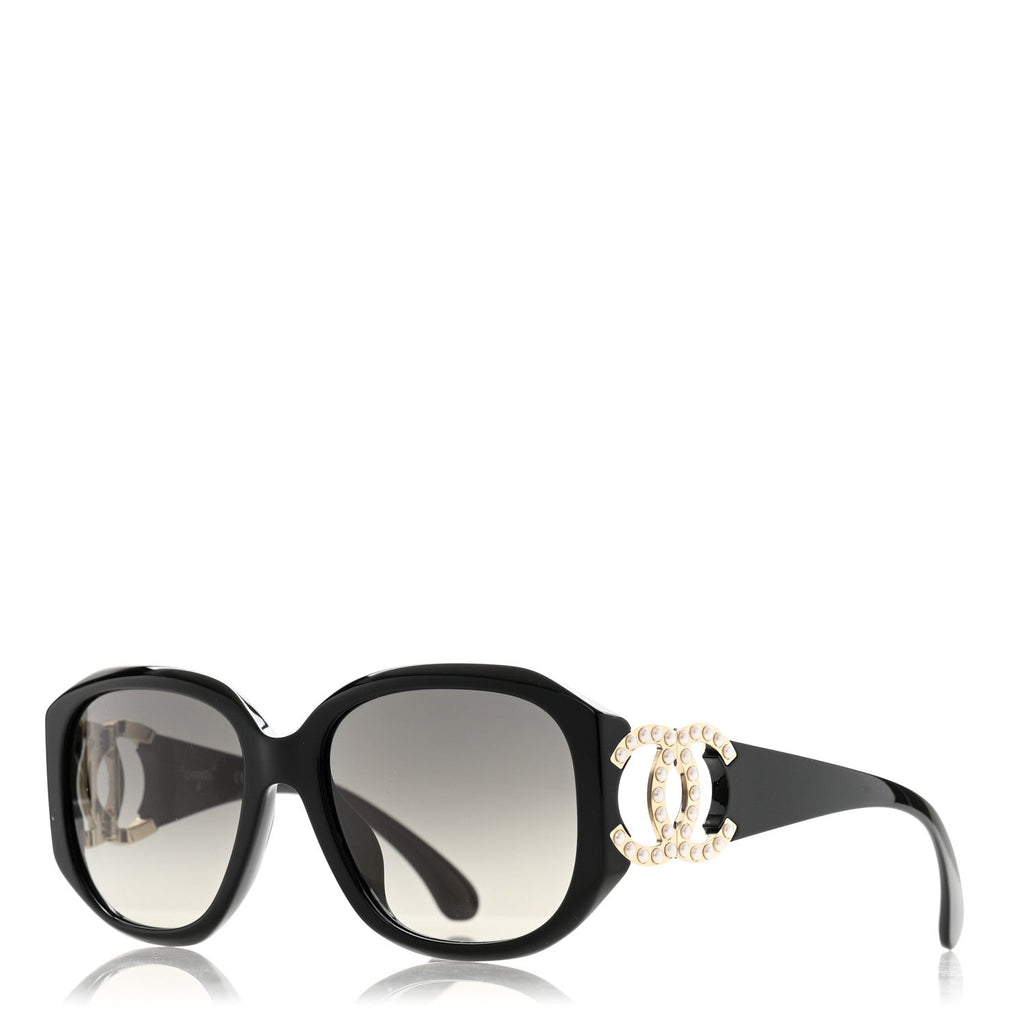 Acetate Pearl CC Square Sunglasses 71501-A Black