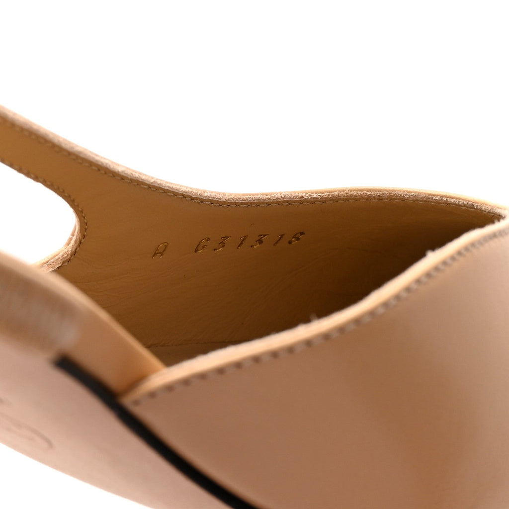 Goatskin Grosgrain Cap Toe CC Slingback Pumps 37 Beige Black