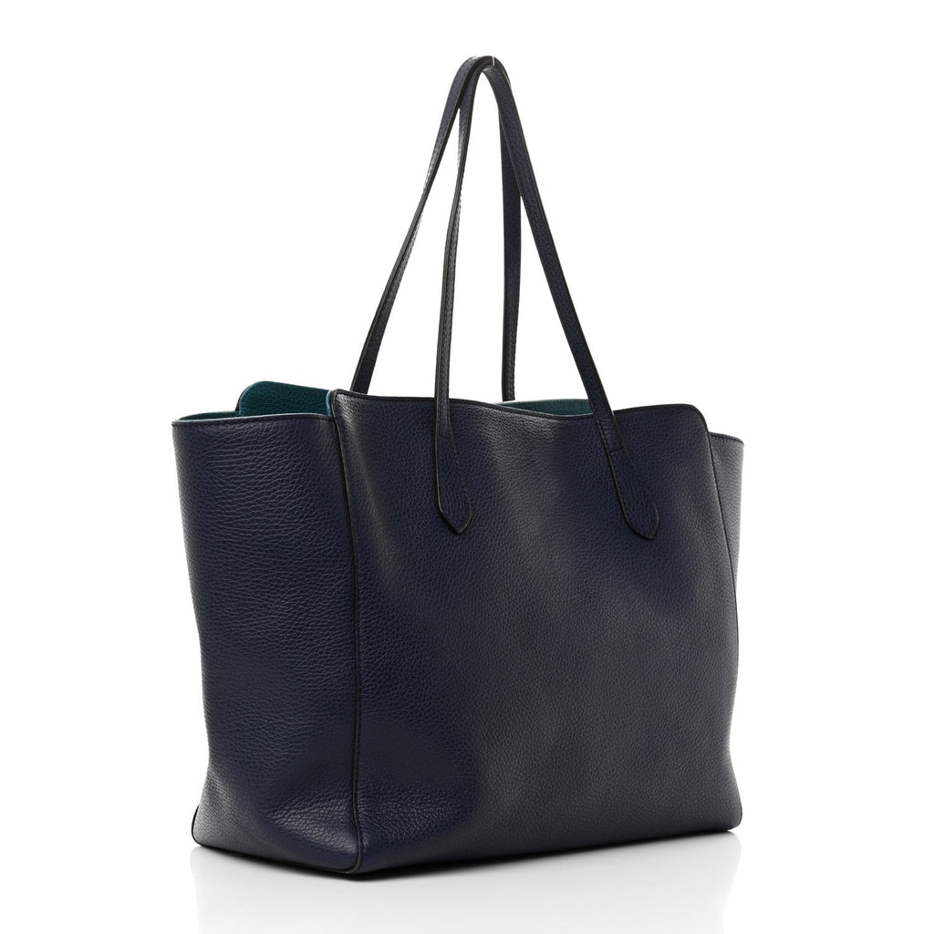 Dollar Calfskin Medium Swing Tote Marine Deep Cobalt