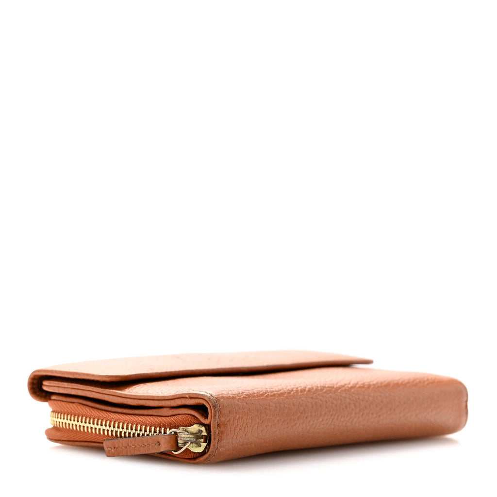 Grained Calfskin Continental Zip Wallet Tan
