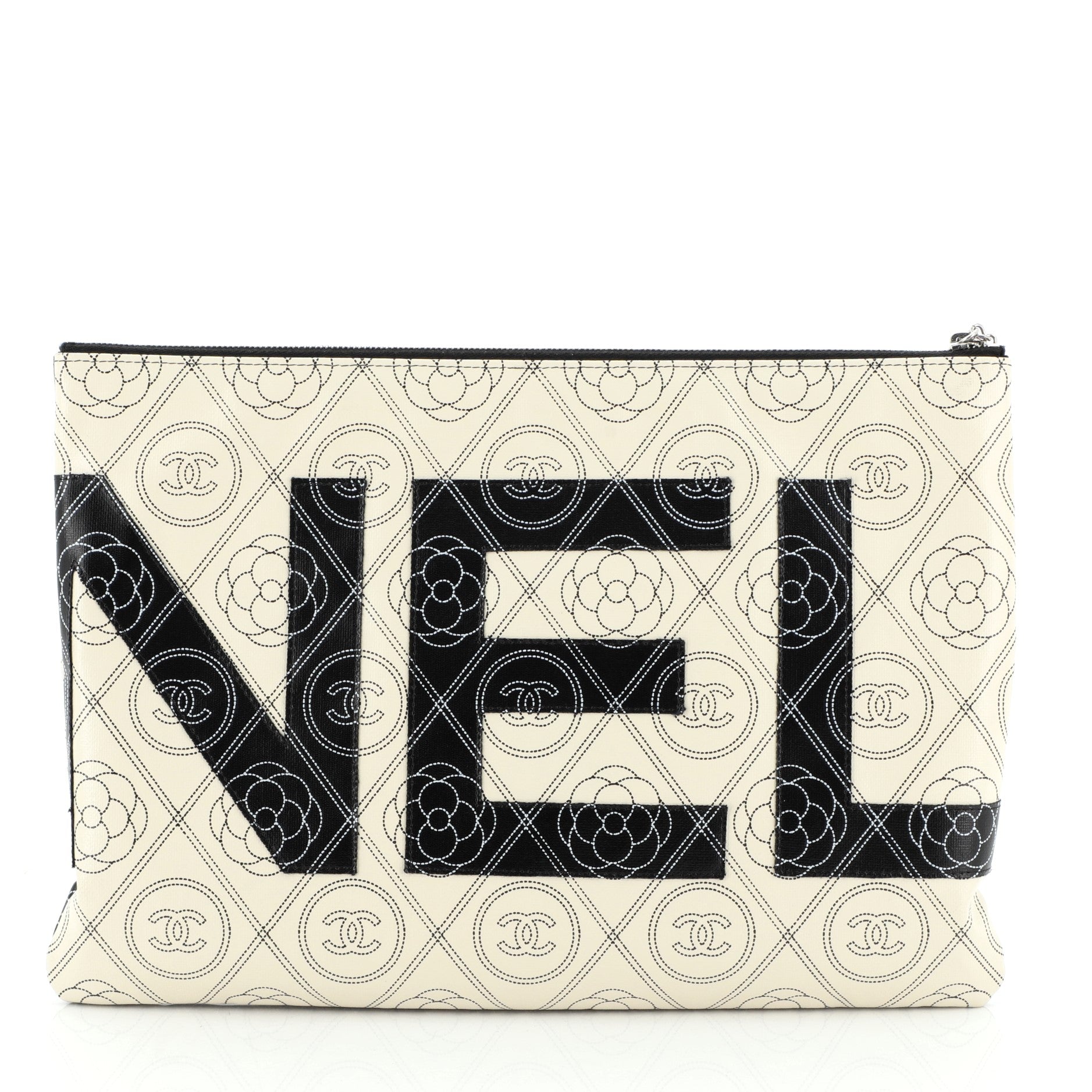 Camellia Logo Wristlet Clutch Printed Coated Canvas Large