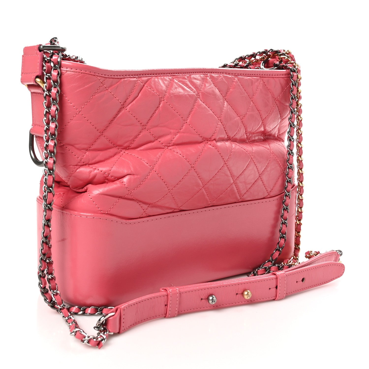 Aged Calfskin Quilted Medium Gabrielle Hobo Pink