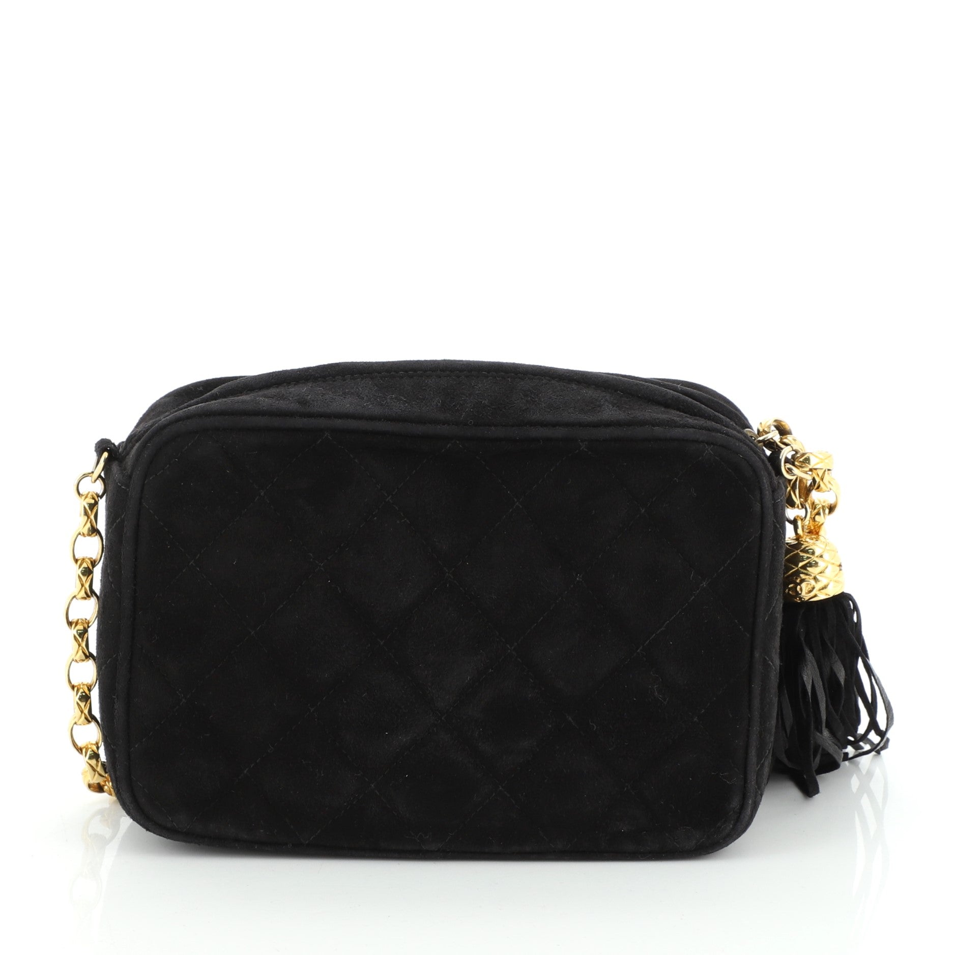 Vintage Front Pocket Camera Bag Quilted Suede Mini