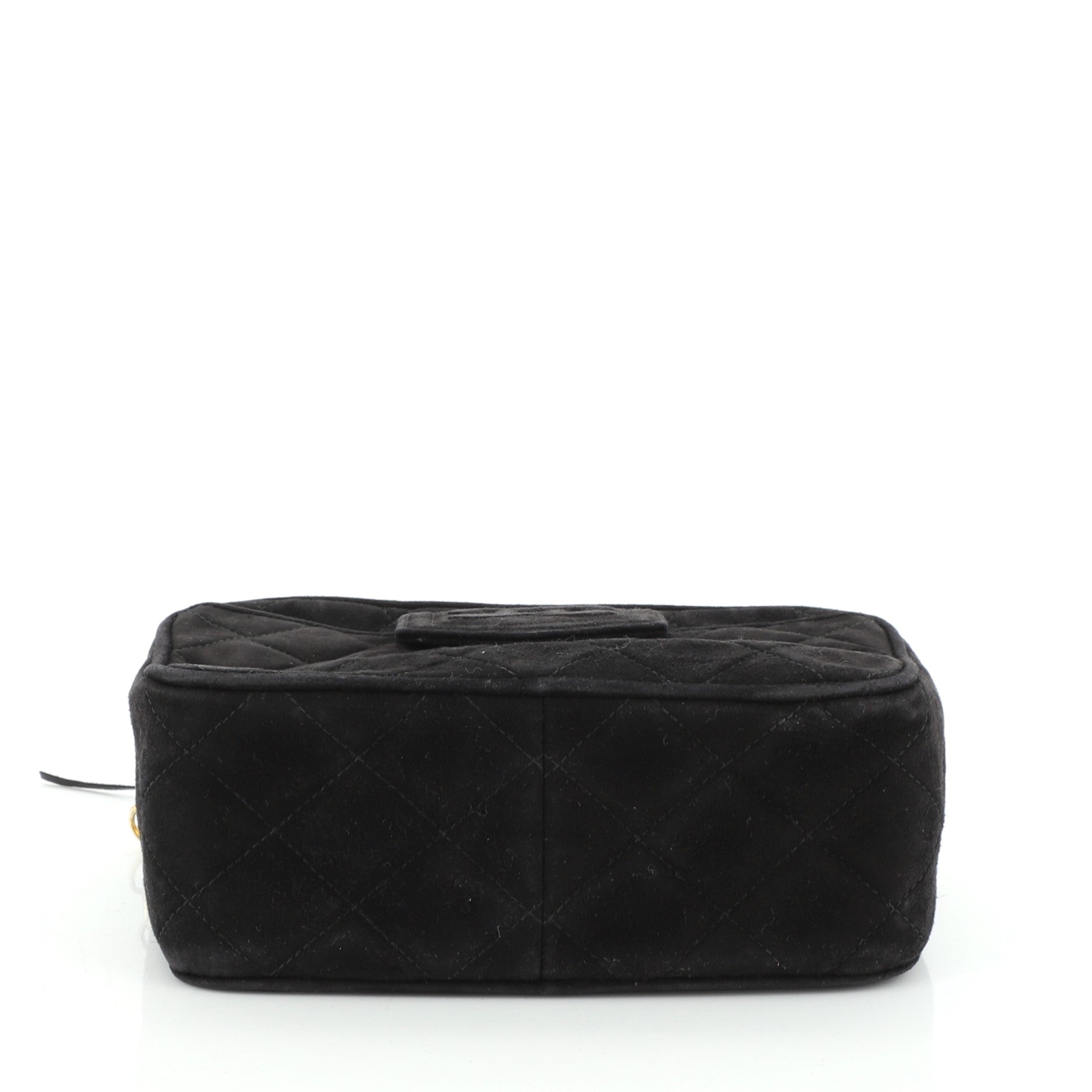Vintage Front Pocket Camera Bag Quilted Suede Mini