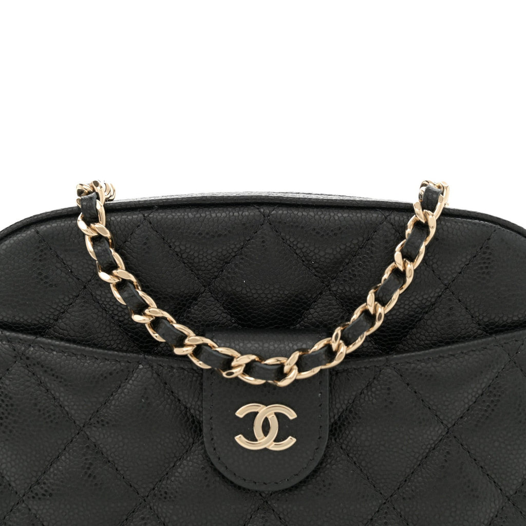 Caviar Quilted Chain Camera Bag Black