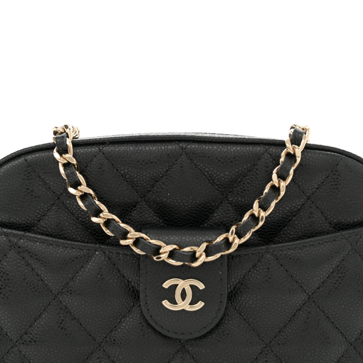 Caviar Quilted Chain Camera Bag Black