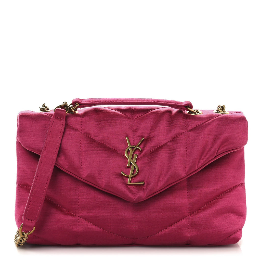 Satin Quilted Toy Loulou Puffer Monogram Chain Satchel Guava Pink