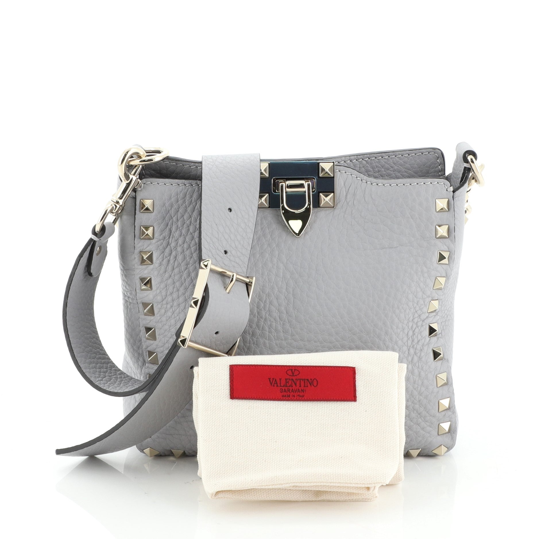 Rockstud Flip Lock Messenger Bag Leather Mini