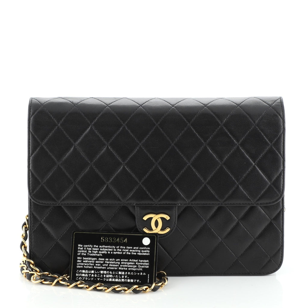 Vintage Clutch with Chain Quilted Leather Medium