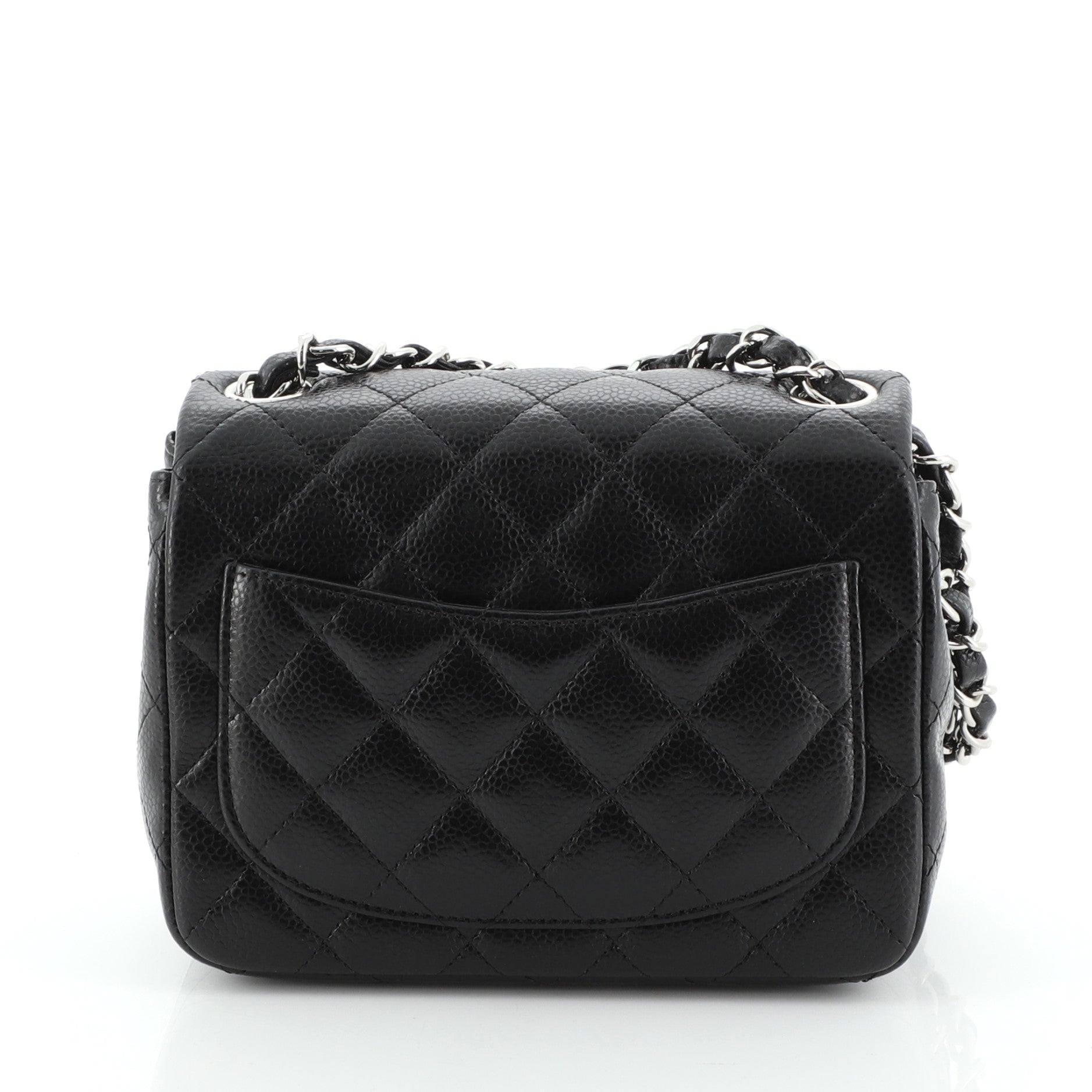 Square Classic Single Flap Bag Quilted Caviar Mini