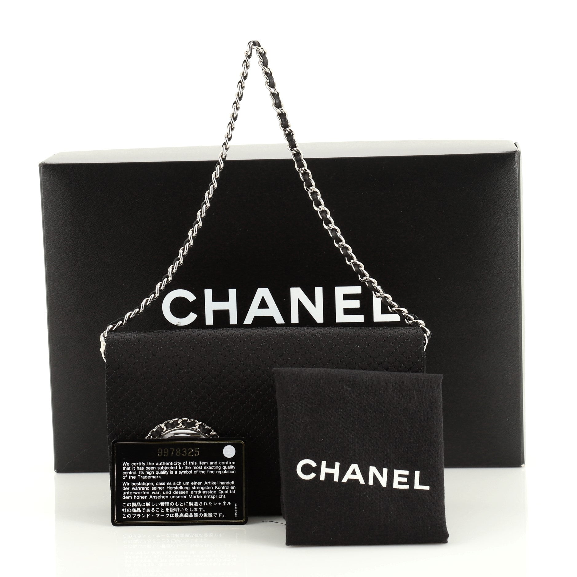Vanity Flap Clutch on Chain Embellished Quilted Satin