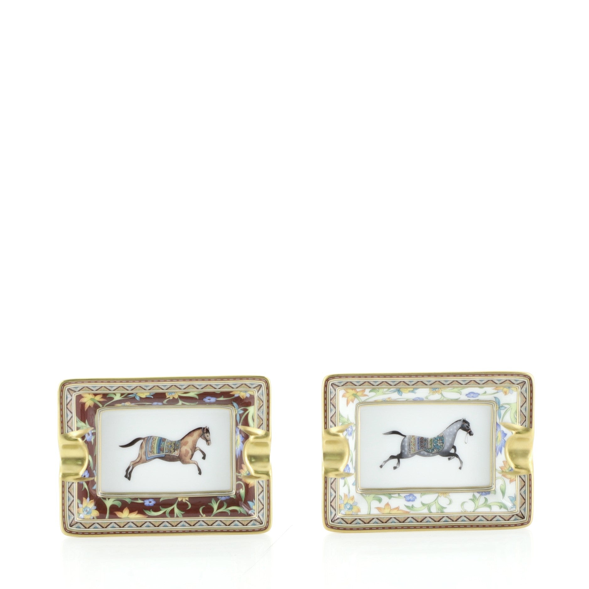 Cheval d'Orient Set of 2 Mini Ashtrays Printed Porcelain