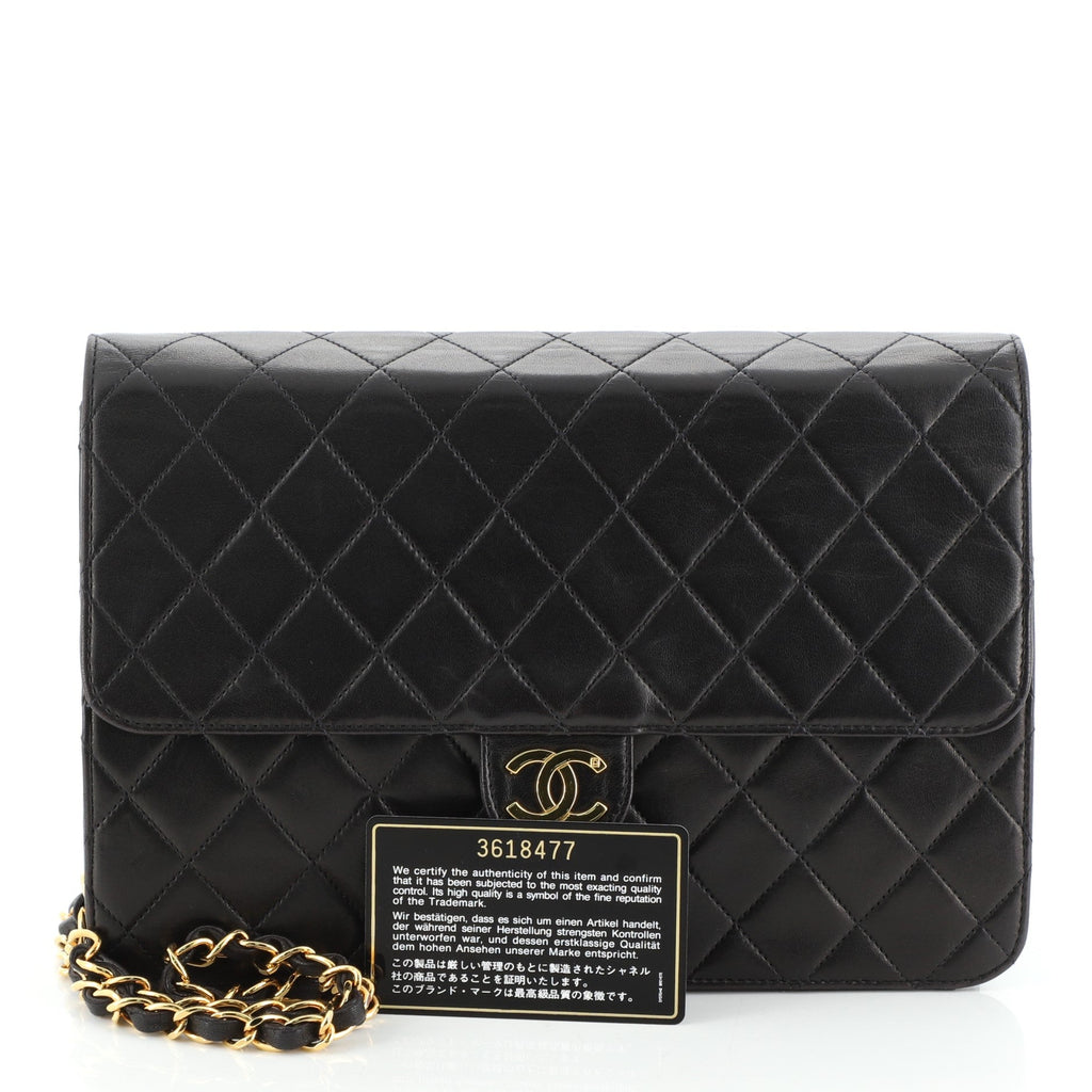 Vintage Clutch with Chain Quilted Leather Medium