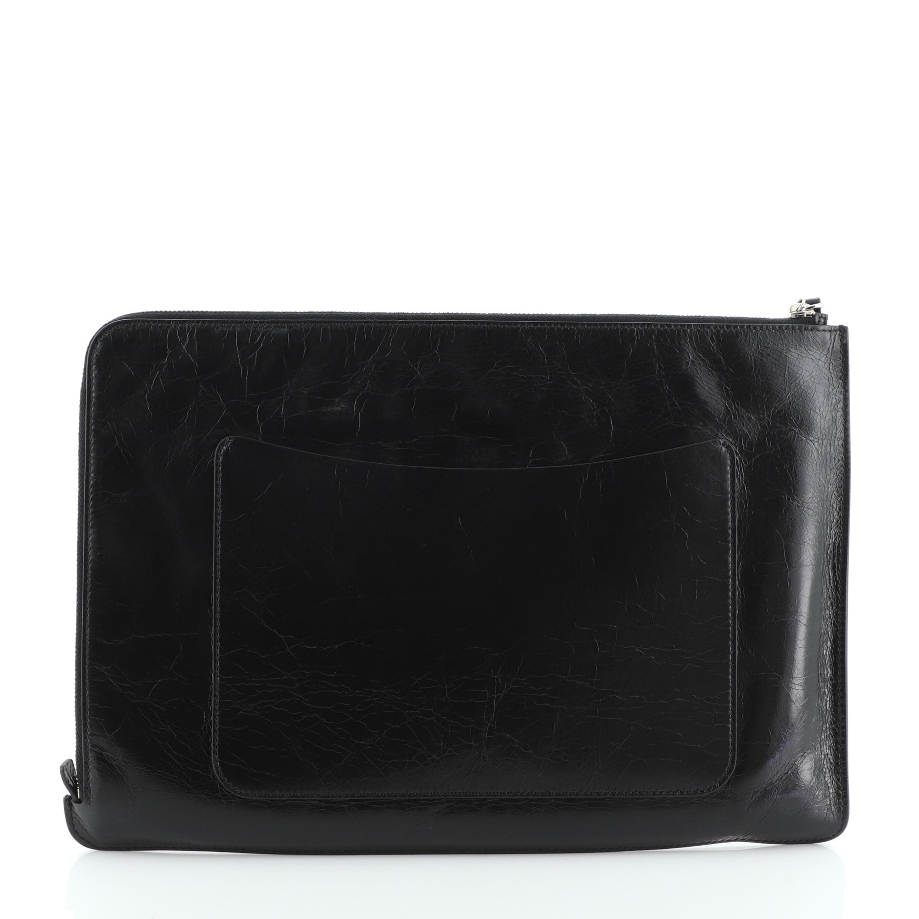 Feminine Pouch Crinkled Leather Large