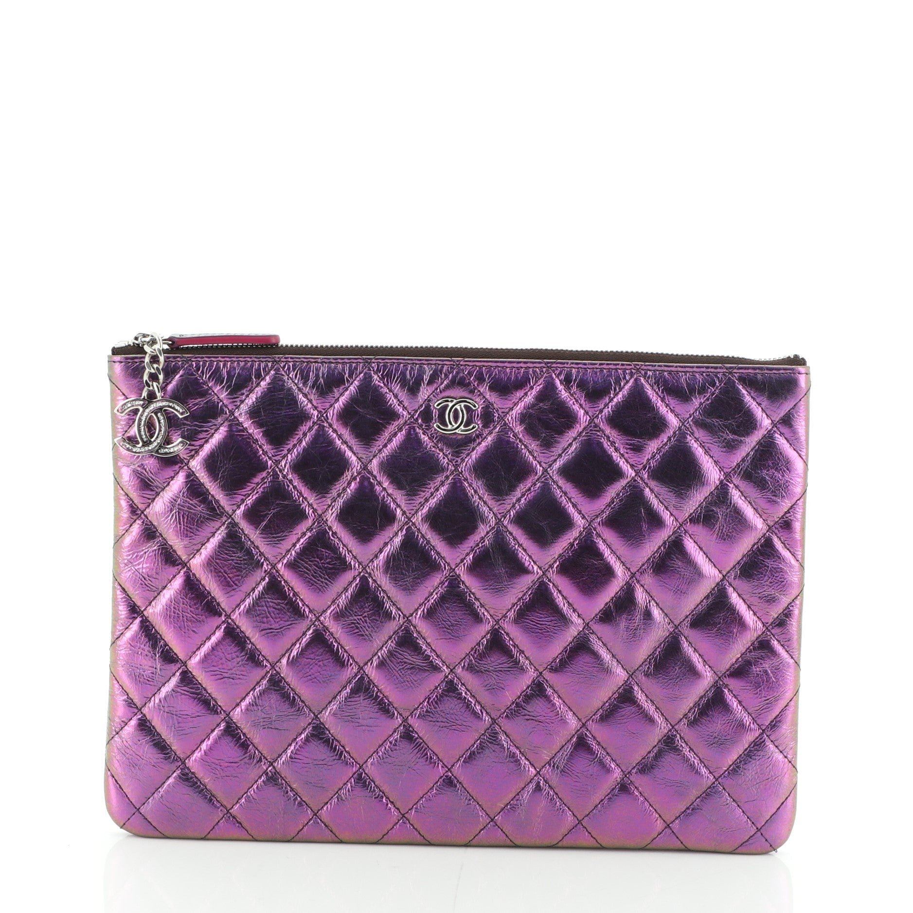 O Case Clutch Crumpled Quilted Calfskin Medium