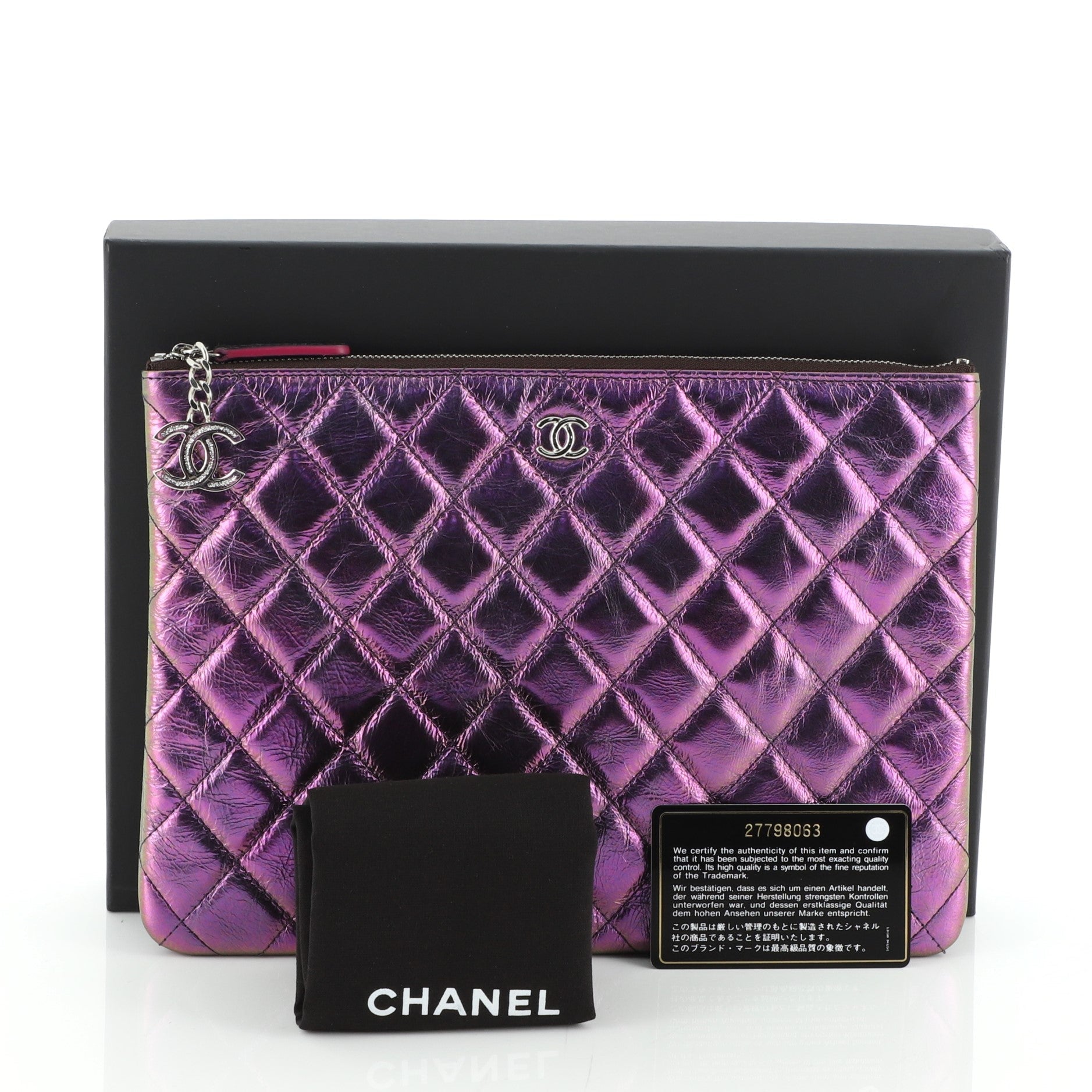 O Case Clutch Crumpled Quilted Calfskin Medium