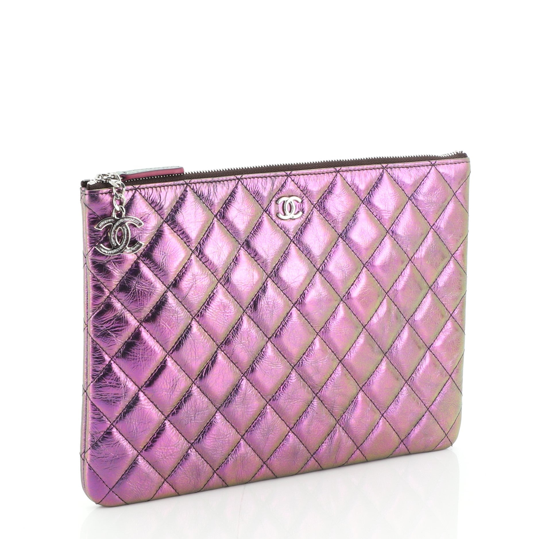 O Case Clutch Crumpled Quilted Calfskin Medium
