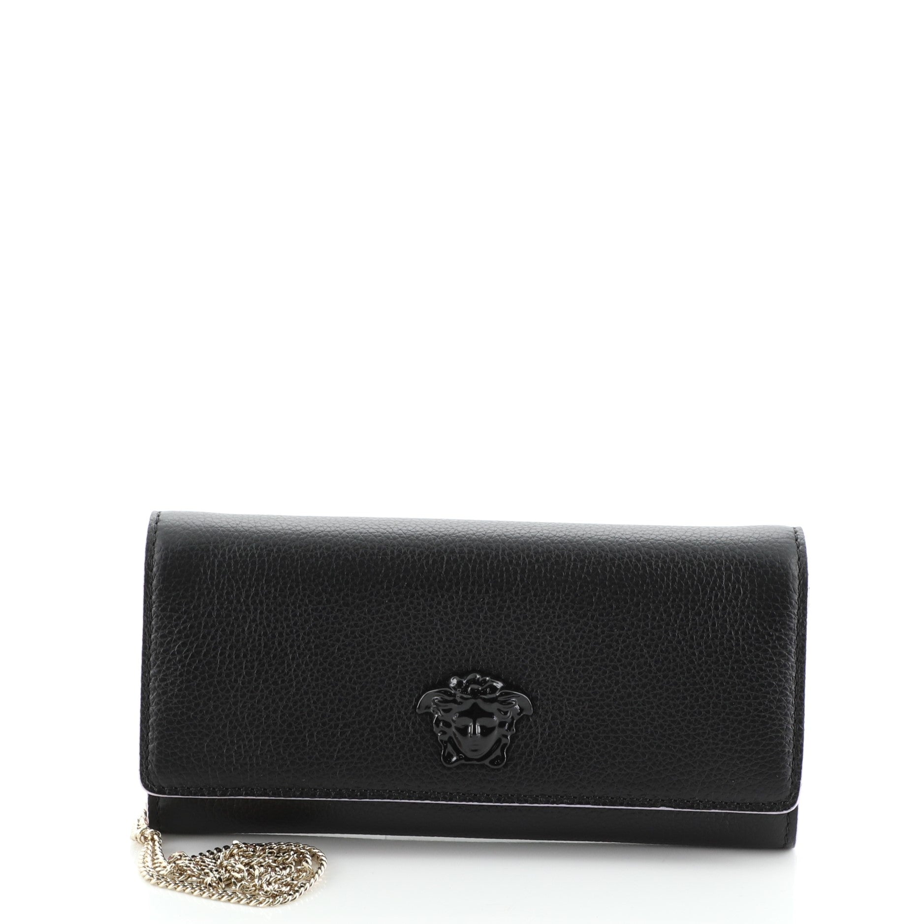 Palazzo Medusa Chain Clutch Leather Long
